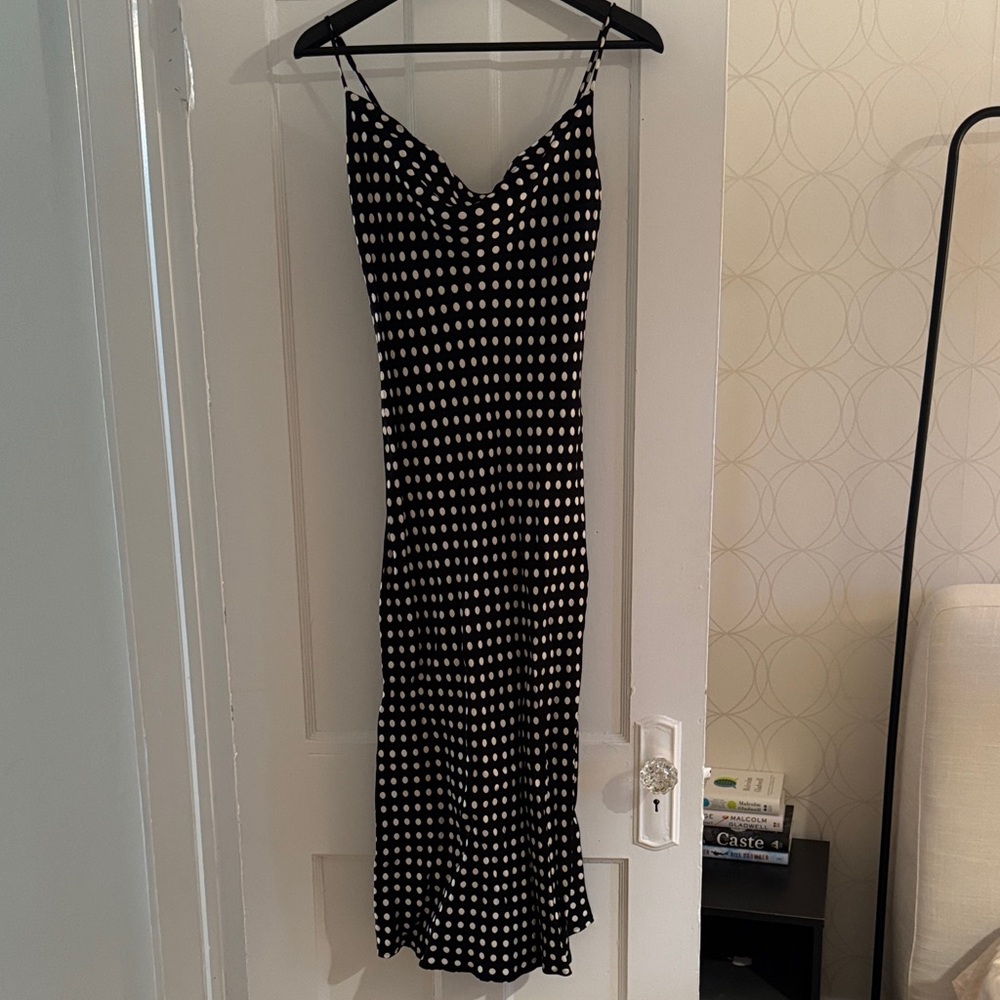 Zara Black and White Checkered Midi Dress